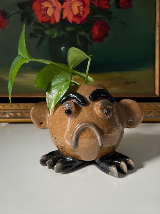 Other - Studio Art Pottery Handmade Ugly Face Vessel Bud Vase/Candleholder